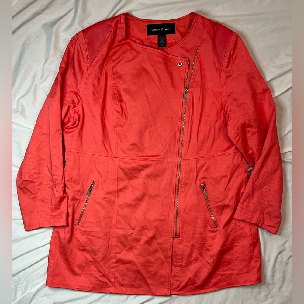 Ashley Stewart Melon Moto Style Trench Jacket